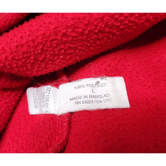 Men's Old Navy Red quarter-zip fleece pullover Sz. L Front Spell Out Y2k Retro - Picture 6 of 10